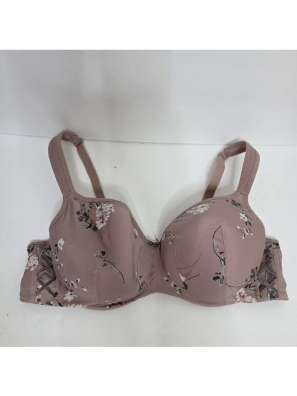 Cacique Floral Corset Detail Lightly Lined Balconette Bra Women's Size 44D